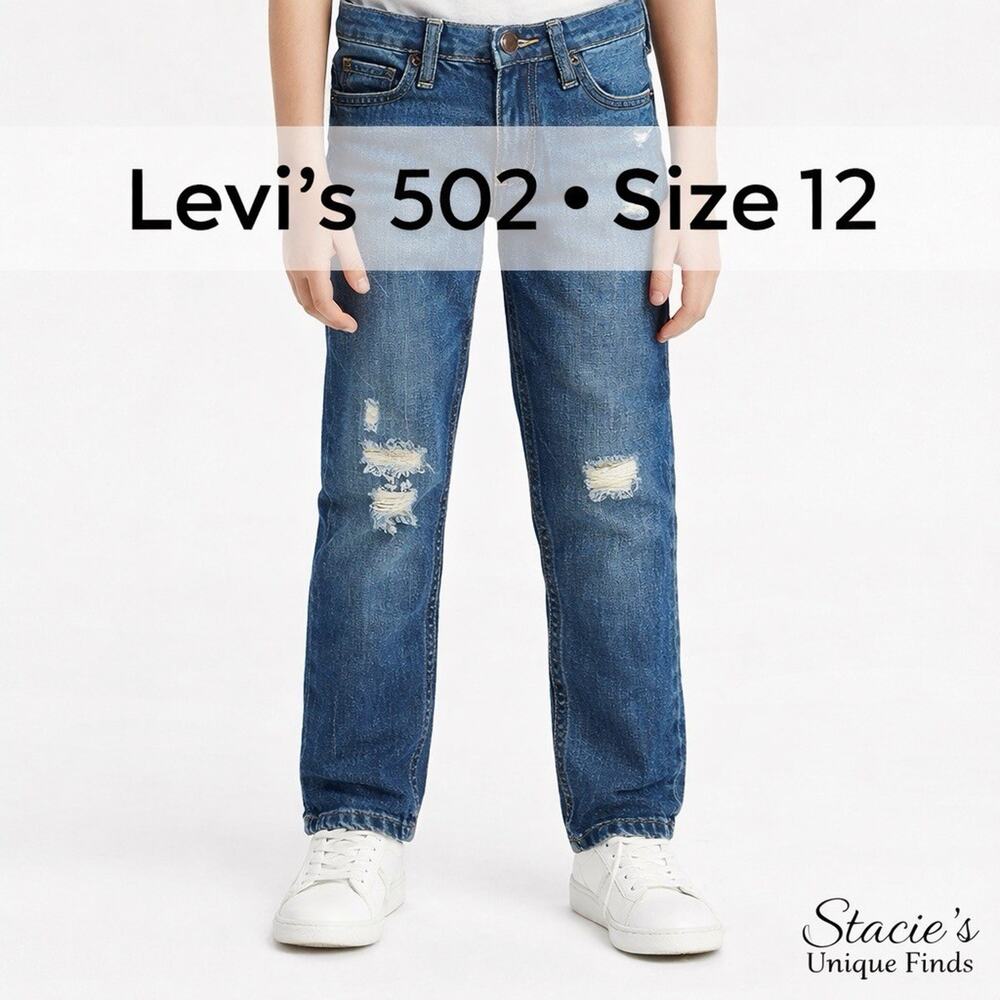 Levi’s 502 Regular Taper Jeans Youth 12 Reg Distressed Denim 26x26